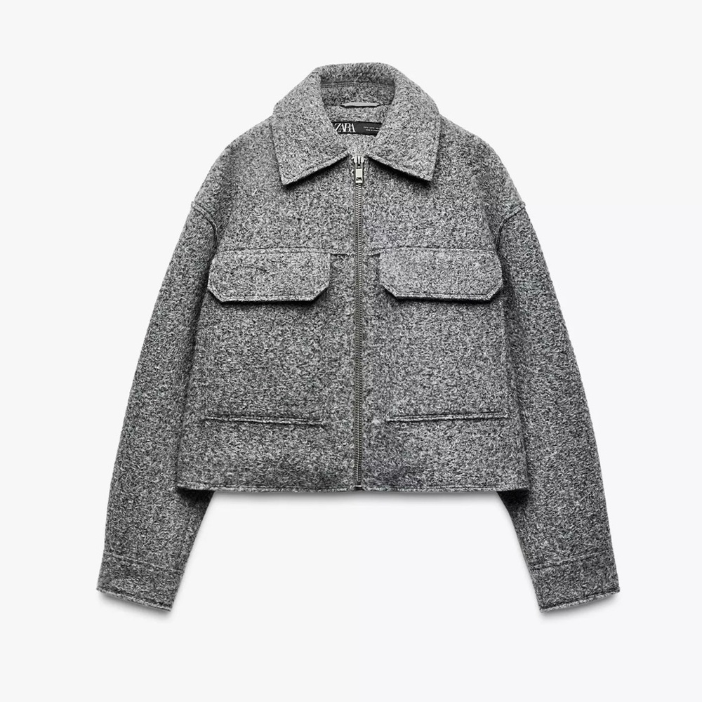 Zara Cropped Bouclé Jacket